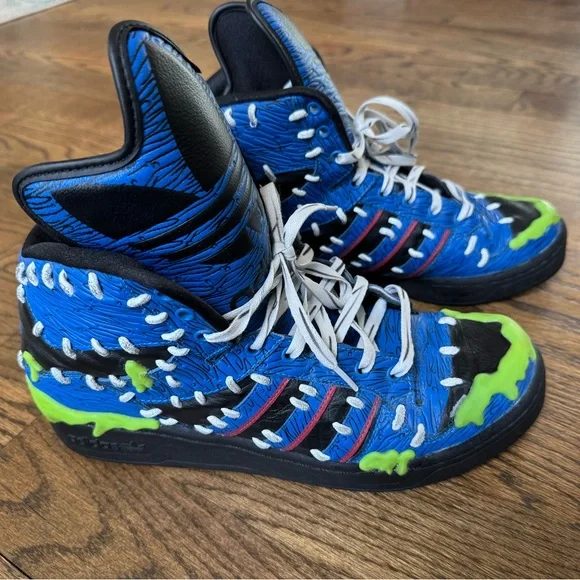 Adidas x Jeremy Scott Madballs Frankenstein Rare Hi-Top Sneakers Size 11 - Picture 2 of 9